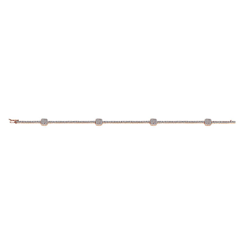 14K Rose Gold Diamond Tennis Bracelet with Diamond Cube Stations