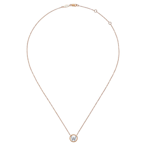 14K Rose Gold Diamond W Initial Pendant Necklace