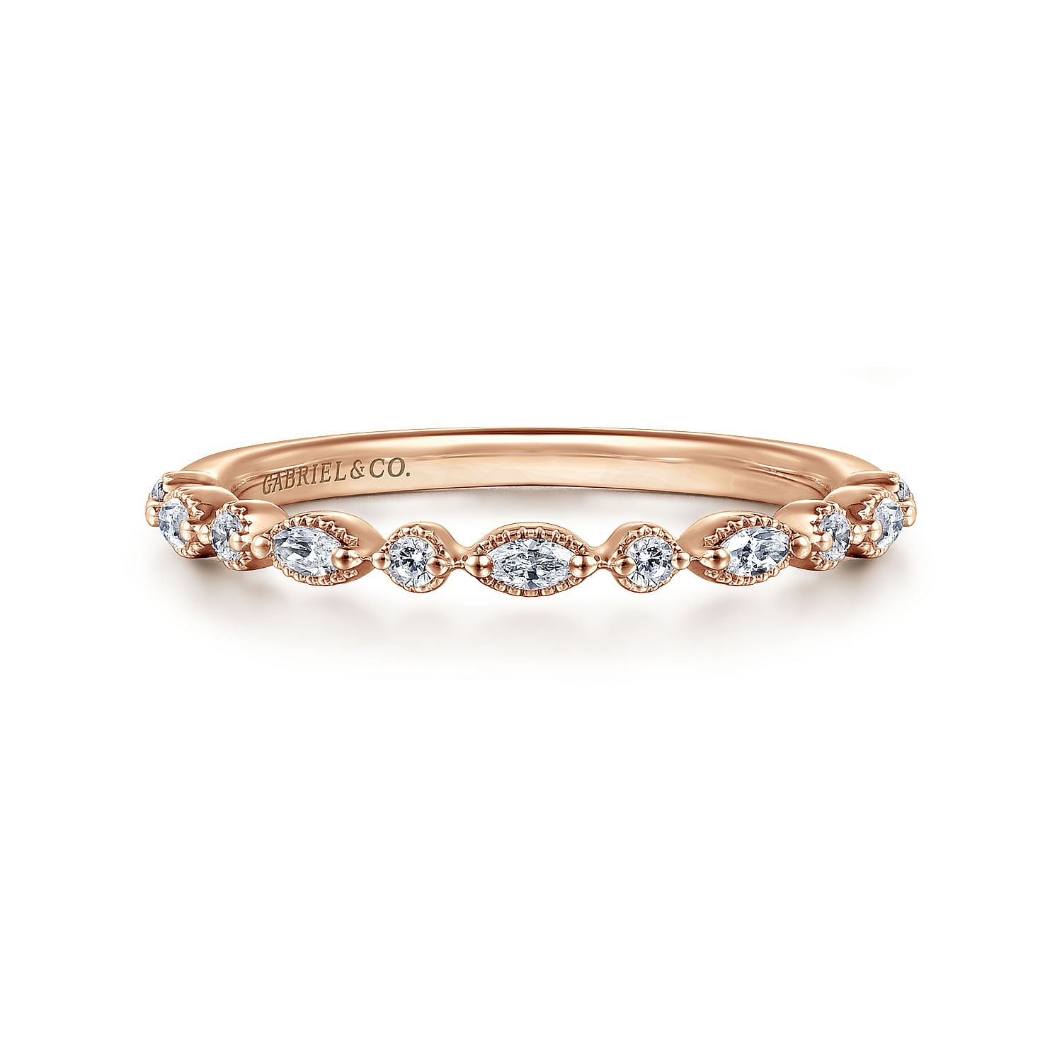 14K Rose Gold Diamond Wedding Band