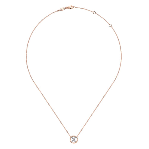 14K Rose Gold Diamond X Initial Pendant Necklace