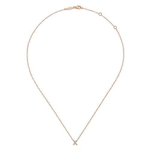 14K Rose Gold Diamond X Initial Pendant Necklace