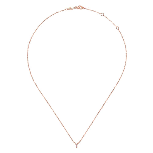 14K Rose Gold Diamond Y Initial Pendant Necklace