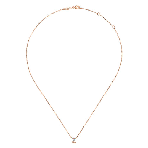 14K Rose Gold Diamond Z Initial Pendant Necklace