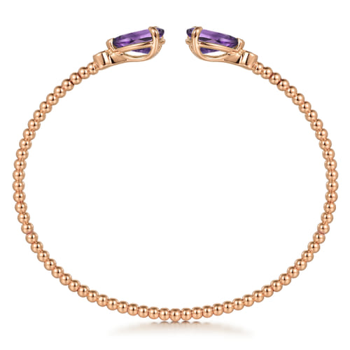 14K Rose Gold Diamond and Pear Shape Amethyst Bujukan Bangle
