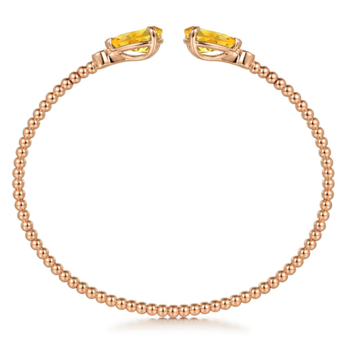 14K Rose Gold Diamond and Pear Shape Citrine Bujukan Bangle