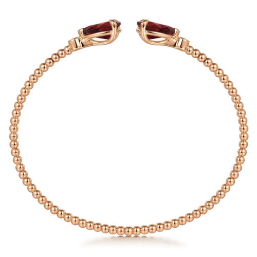 14K Rose Gold Diamond and Pear Shape Garnet Bujukan Bangle