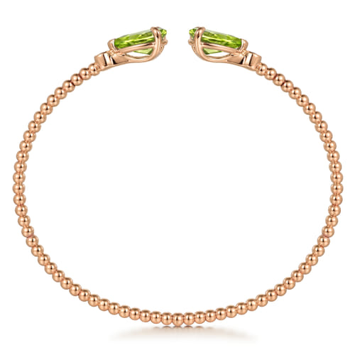 14K Rose Gold Diamond and Pear Shape Peridot Bujukan Bangle