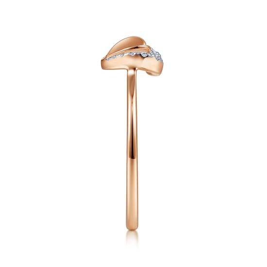 14K Rose Gold Double Heart Diamond Promise Ring angle 4