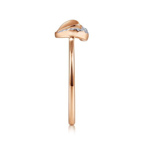 14K Rose Gold Double Heart Diamond Ring