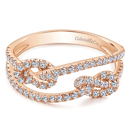 14K Rose Gold Double Love Knot Pavé Diamond Ring