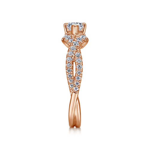 14K Rose Gold East West Marquise Shape Diamond Engagement Ring