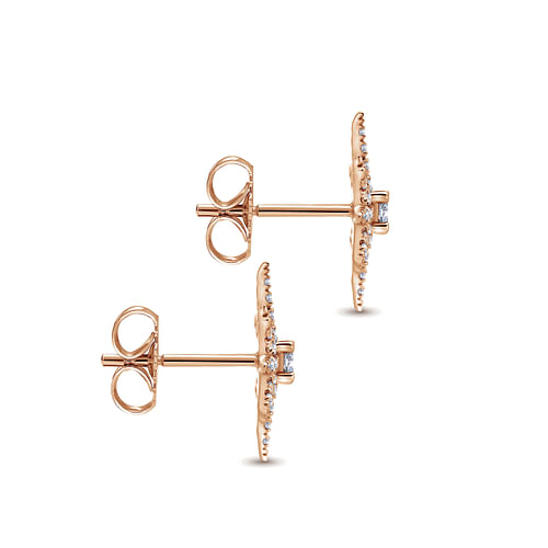 14K Rose Gold Elongated Diamond Starburst Earrings