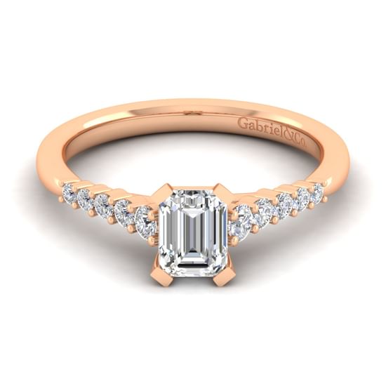 Gabriel - 14K Rose Gold Emerald Cut Diamond Engagement Ring