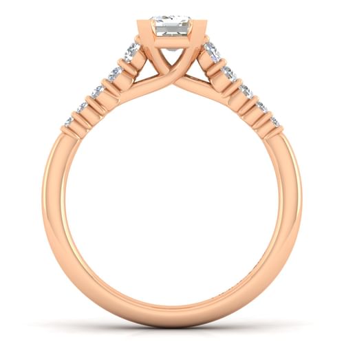 14K Rose Gold Emerald Cut Diamond Engagement Ring