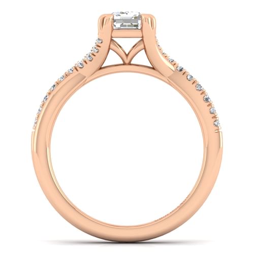 14K Rose Gold Emerald Cut Diamond Engagement Ring