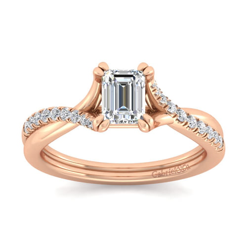 14K Rose Gold Emerald Cut Diamond Engagement Ring
