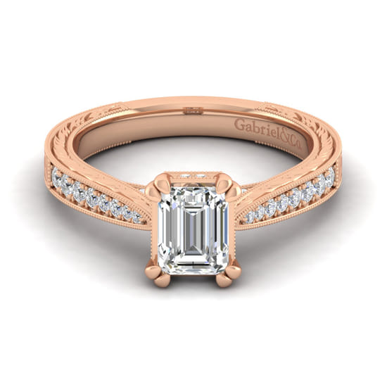 Gabriel - 14K Rose Gold Emerald Cut Diamond Engagement Ring Gabriel - 14K Rose Gold Emerald Cut Diamond Engagement Ring