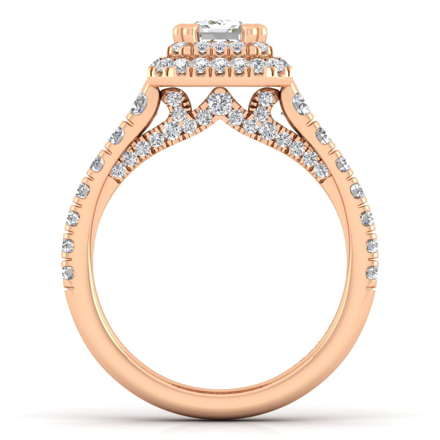 14K Rose Gold Emerald Cut Diamond Engagement Ring