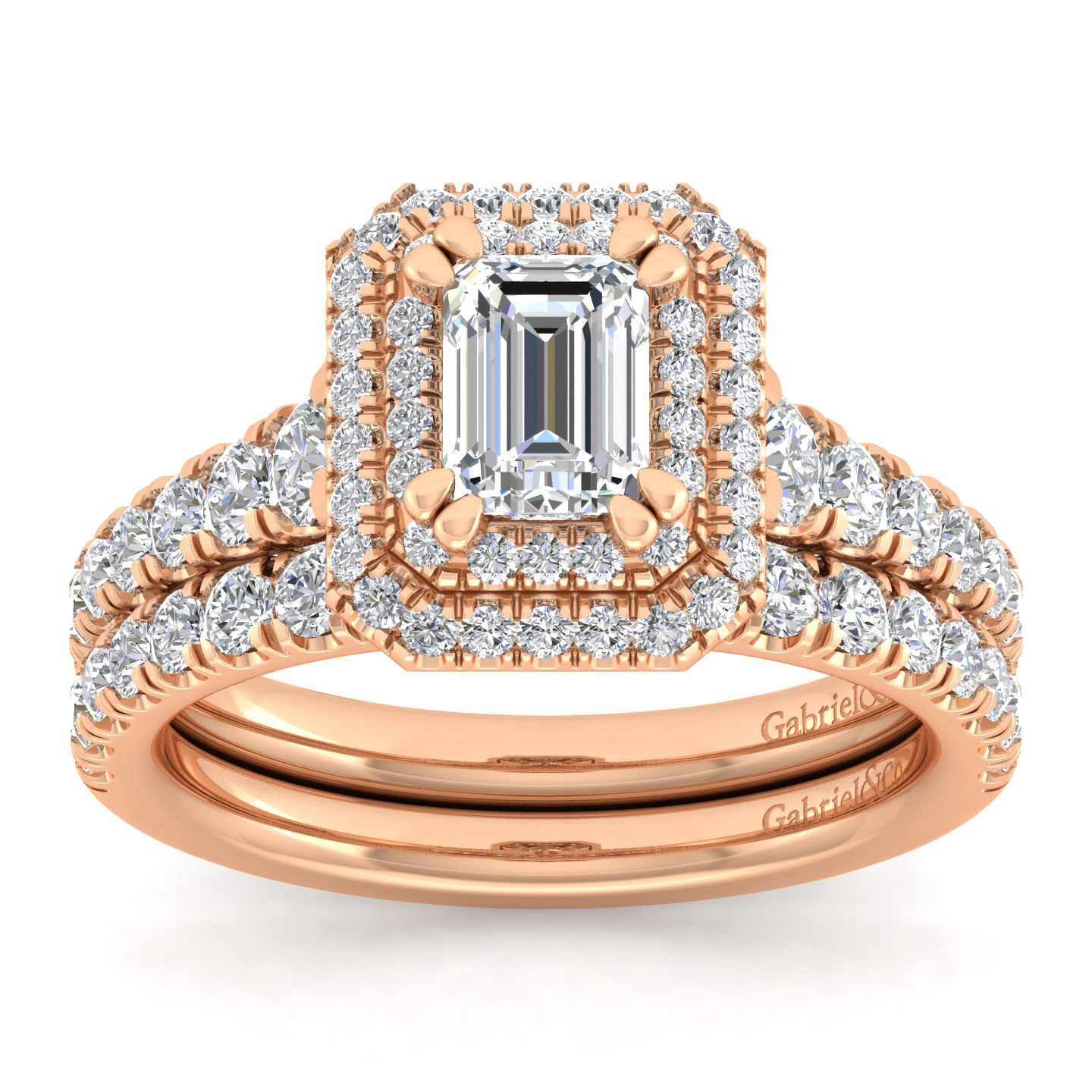 14K Rose Gold Emerald Cut Diamond Engagement Ring