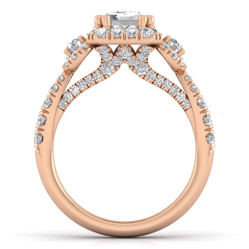 14K Rose Gold Emerald Cut Diamond Engagement Ring