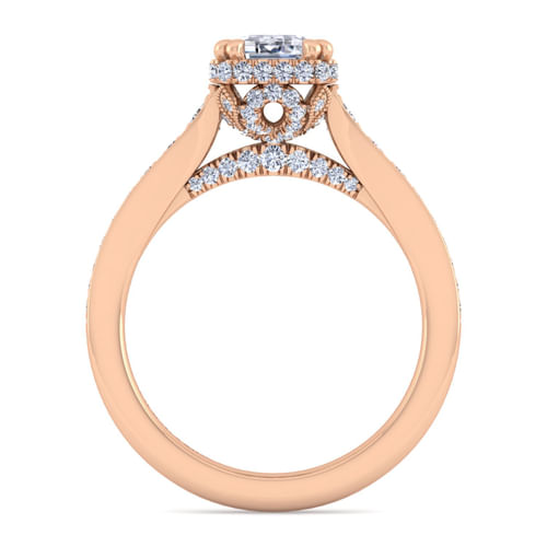 14K Rose Gold Emerald Cut Diamond Engagement Ring