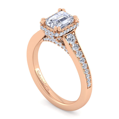 14K Rose Gold Emerald Cut Diamond Engagement Ring