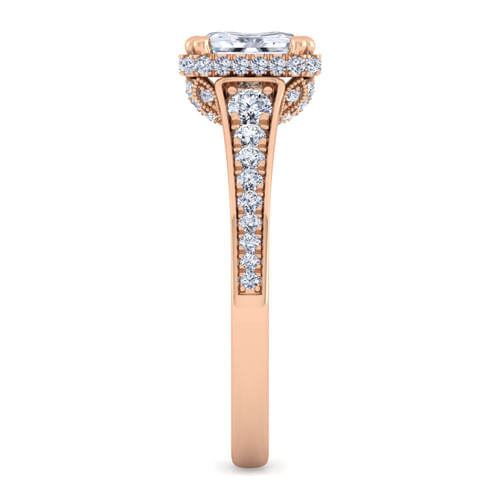 14K Rose Gold Emerald Cut Diamond Engagement Ring