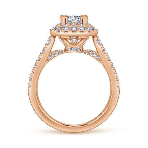 14K Rose Gold Emerald Cut Diamond Engagement Ring