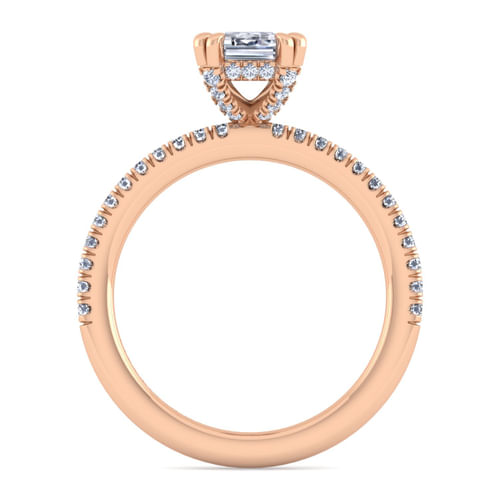14K Rose Gold Emerald Cut Diamond Engagement Ring