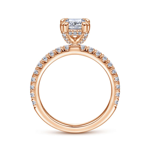 14K Rose Gold Emerald Cut Diamond Engagement Ring