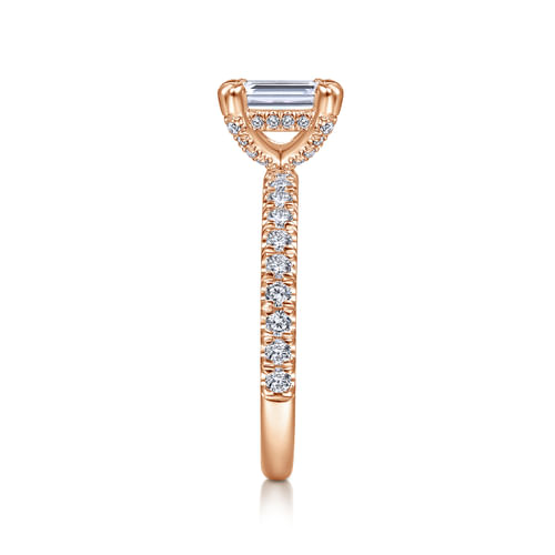 14K Rose Gold Emerald Cut Diamond Engagement Ring
