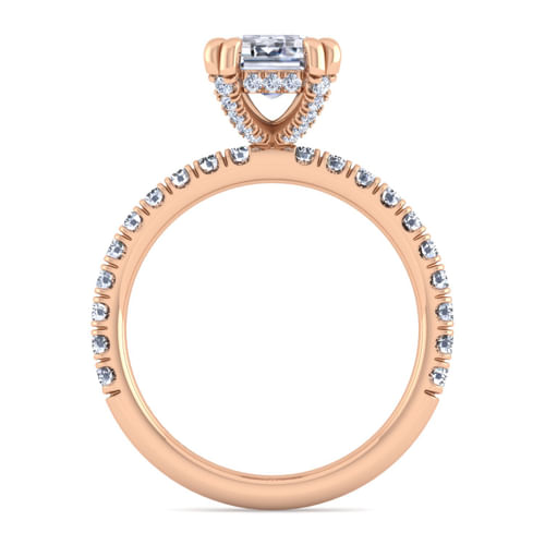 14K Rose Gold Emerald Cut Diamond Engagement Ring