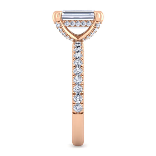 14K Rose Gold Emerald Cut Diamond Engagement Ring