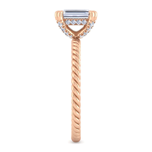 14K Rose Gold Emerald Cut Diamond Engagement Ring