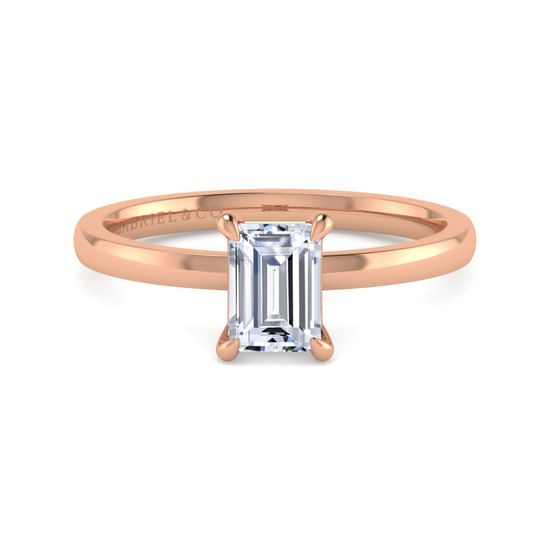 Gabriel - 14K Rose Gold Emerald Cut Diamond Engagement Ring
