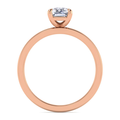 14K Rose Gold Emerald Cut Diamond Engagement Ring