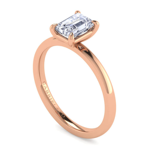 14K Rose Gold Emerald Cut Diamond Engagement Ring