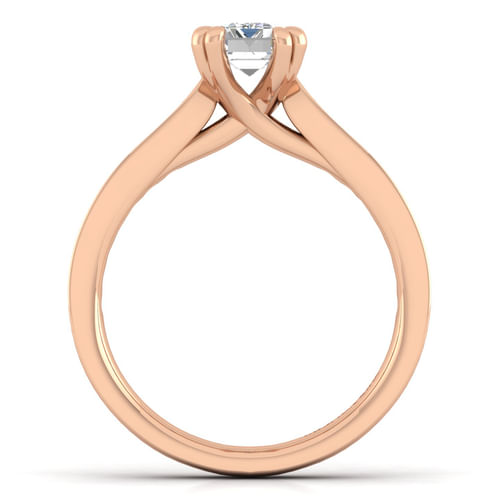 14K Rose Gold Emerald Cut Diamond Engagement Ring