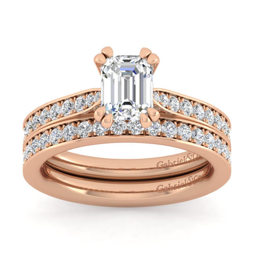 14K Rose Gold Emerald Cut Diamond Engagement Ring