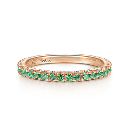 14K Rose Gold Emerald Stackable Ring