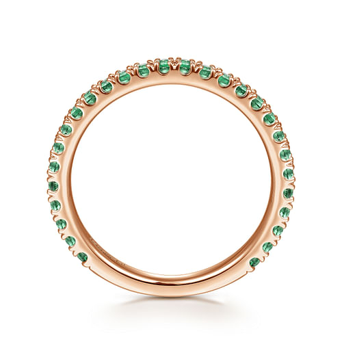 14K Rose Gold Emerald Stackable Ring