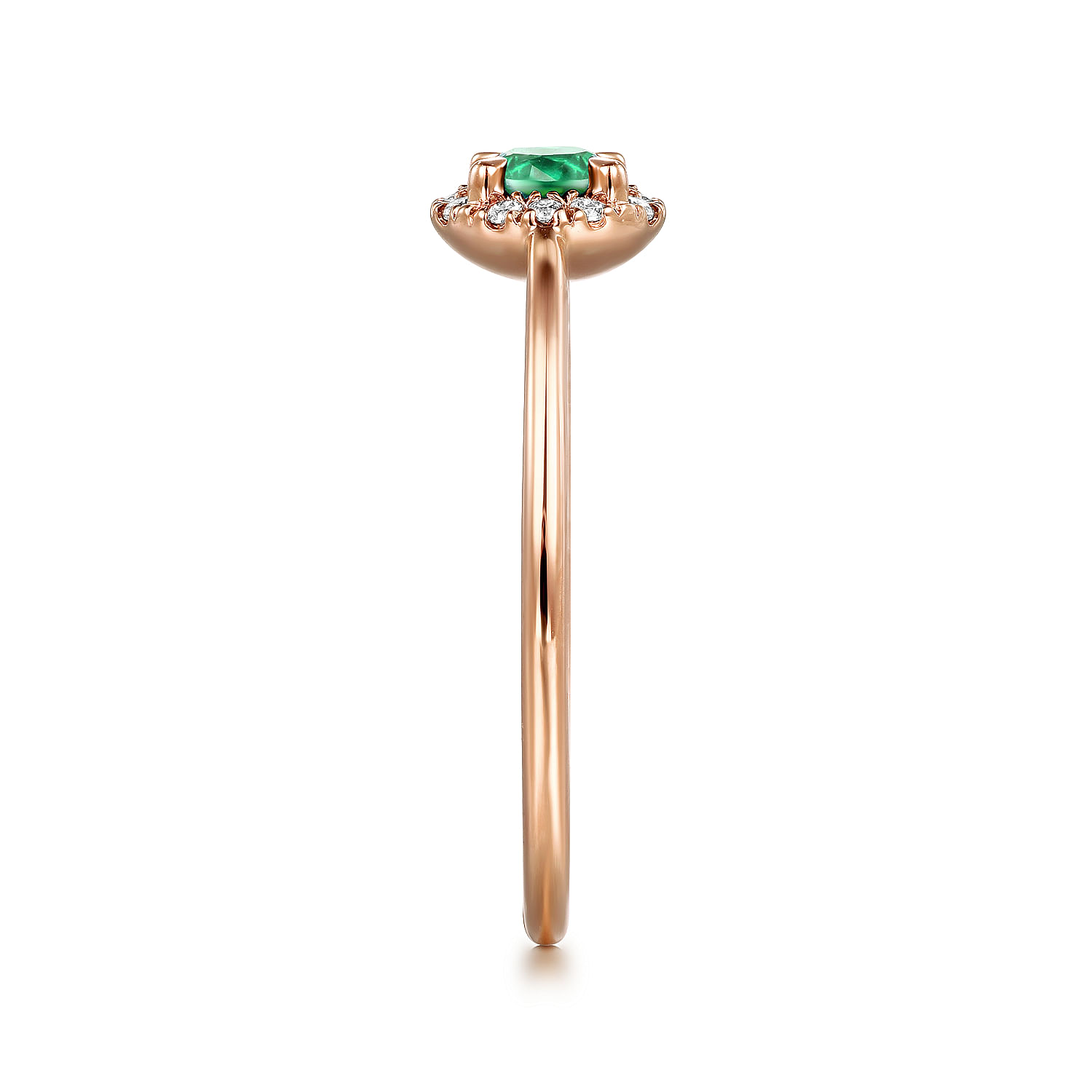 14K Rose Gold Emerald and Diamond Halo Promise Ring