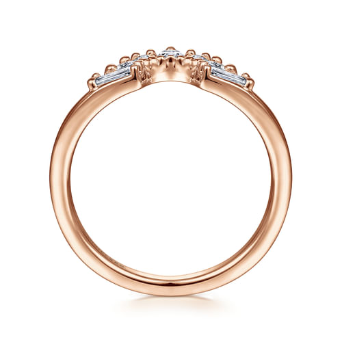 14K Rose Gold Fancy Diamond Cut Curved Anniversary Band
