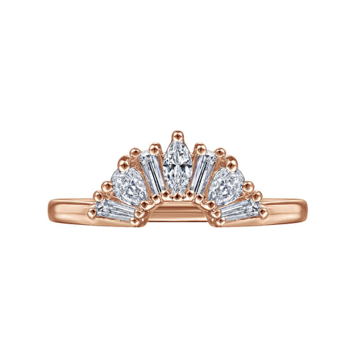 14K Rose Gold Fancy Diamond Cut Curved Anniversary Band