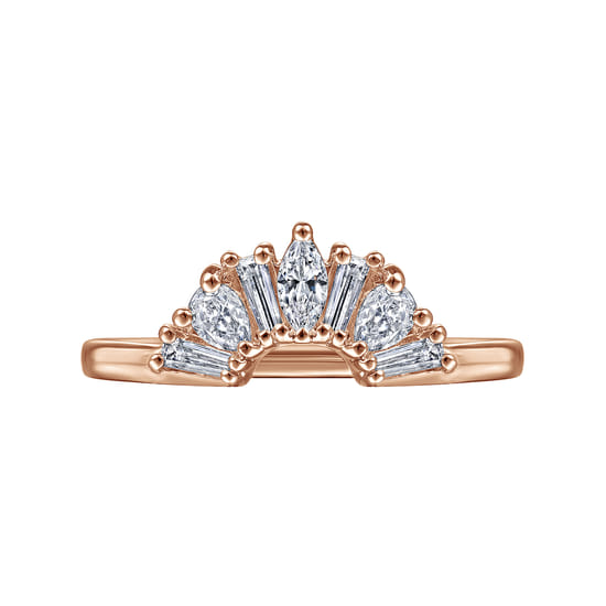 14K Rose Gold Fancy Diamond Cut Curved Anniversary Band angle 6 14K Rose Gold Fancy Diamond Cut Curved Anniversary Band angle 6