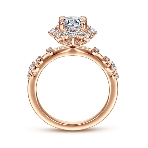 14K Rose Gold Fancy Halo Round Diamond Engagement Ring