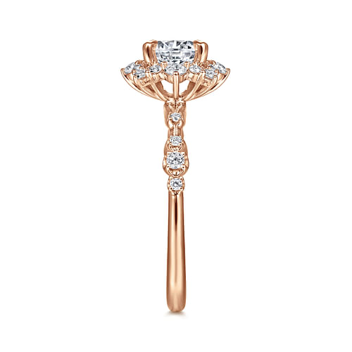 14K Rose Gold Fancy Halo Round Diamond Engagement Ring