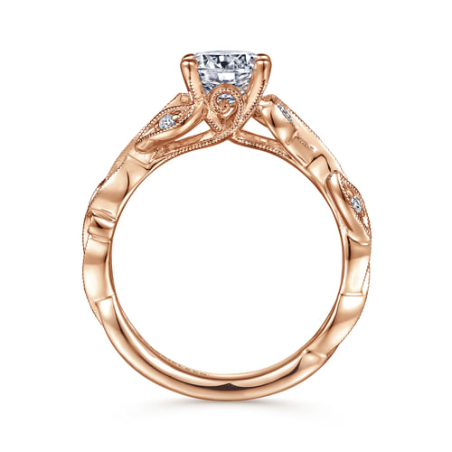 14K Rose Gold Floral Round Diamond Engagement Ring