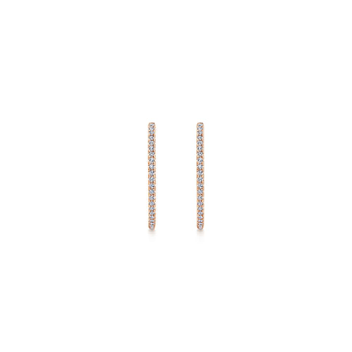 14K Rose Gold French Pavé 20mm Round Inside Out Diamond Hoop Earrings