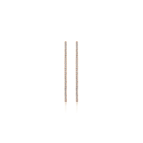 14K Rose Gold French Pavé 40mm Round Inside Out Diamond Hoop Earrings